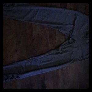 Gray Leggings with open criss cross on the ankles